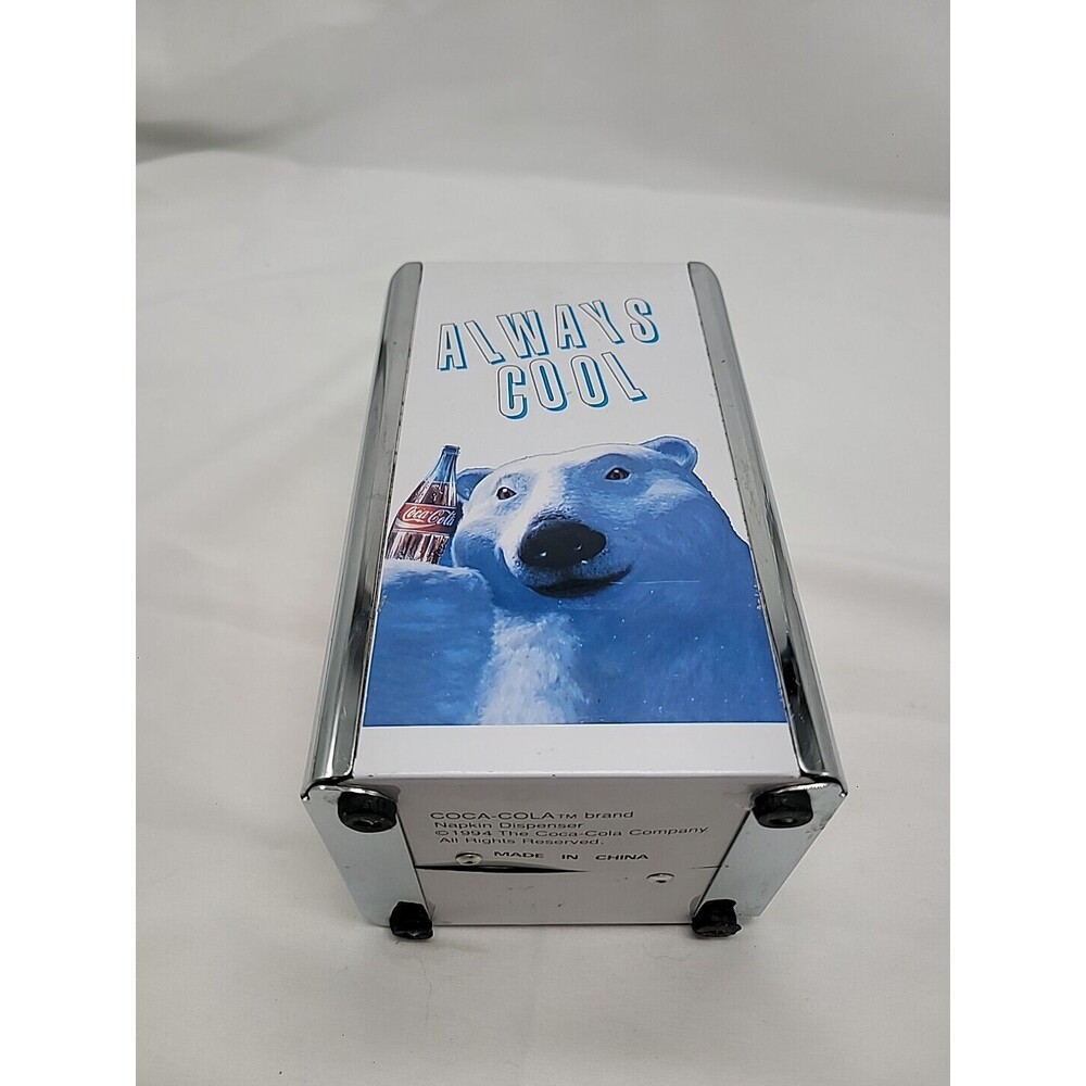 Vintage Coca Cola "Always Cool" 1994 napkin dispenser Polar Bear New But Read - Picture 13 of 16